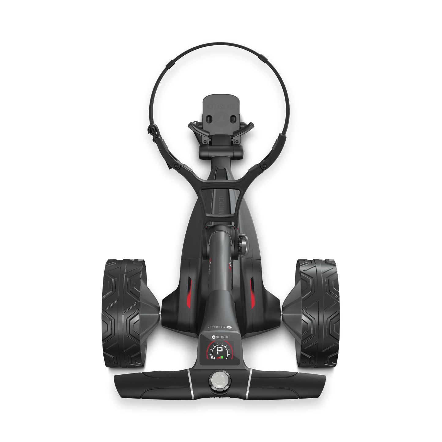 Motocaddy M1 DHC Ultra-Li-Akku Golftrolley Forntansicht